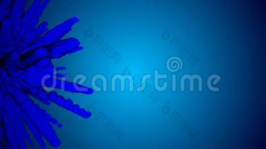 <strong>深</strong>蓝色墨水流的3D动画。 <strong>深</strong>蓝色墨水在蓝色背景上消散。 用于油墨背景或油墨
